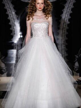 Reem Acra Blush Sequin Strapless Ball Gown - Wedding - size 2 - 4